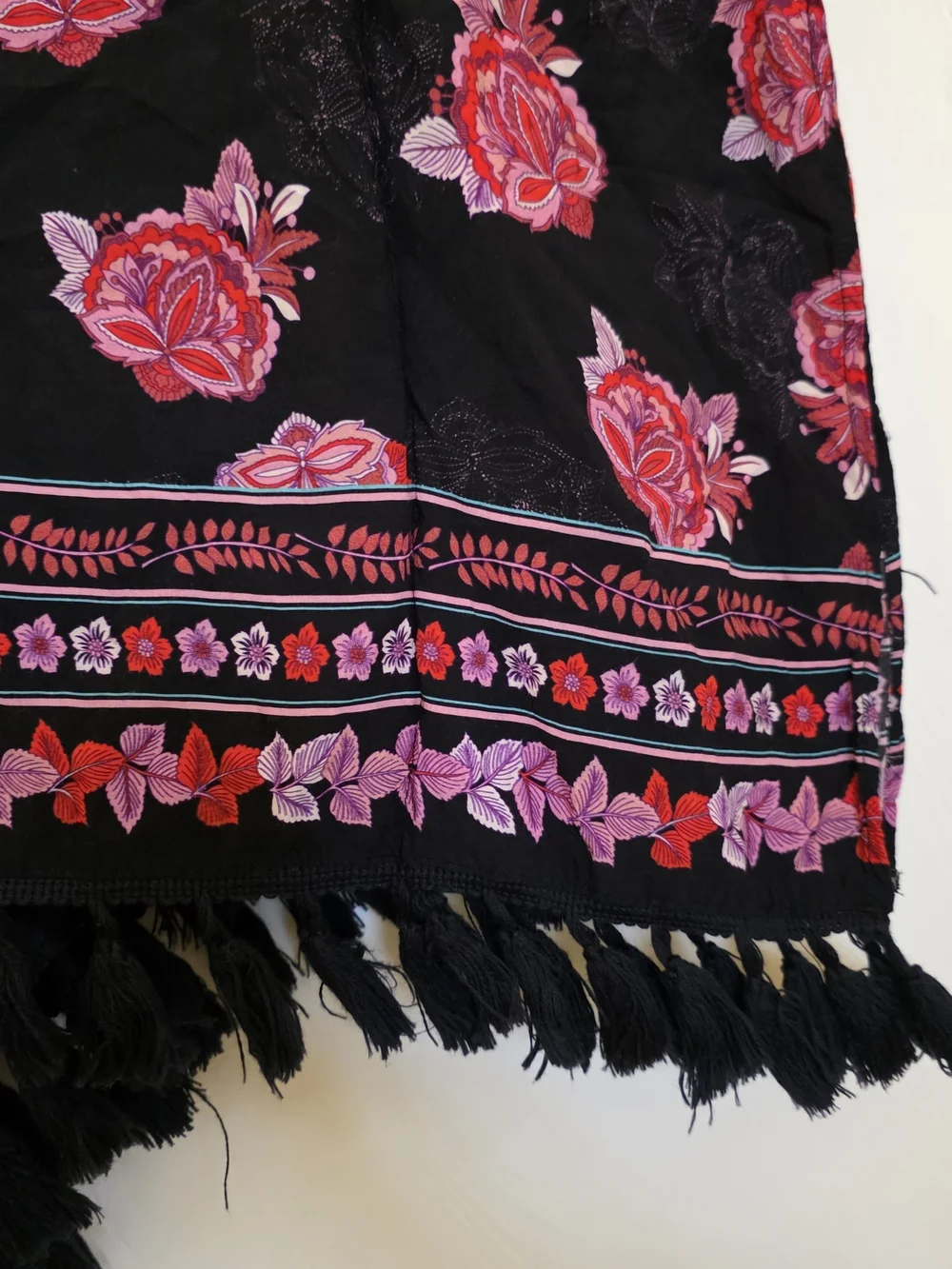 Ella Moon Boho Floral One Size Beach Sarong Kimono Fringe - Picture 4 of 6